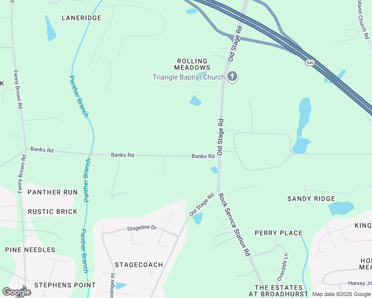 map of restaurants, bars, coffee shops, grocery stores, and more near 2600 Banks Road in Raleigh