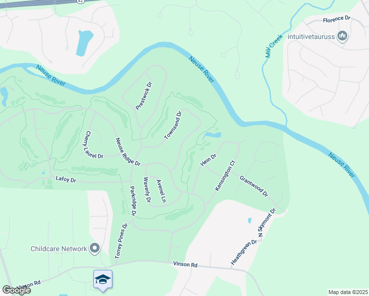 map of restaurants, bars, coffee shops, grocery stores, and more near 229 Townsend Drive in Clayton