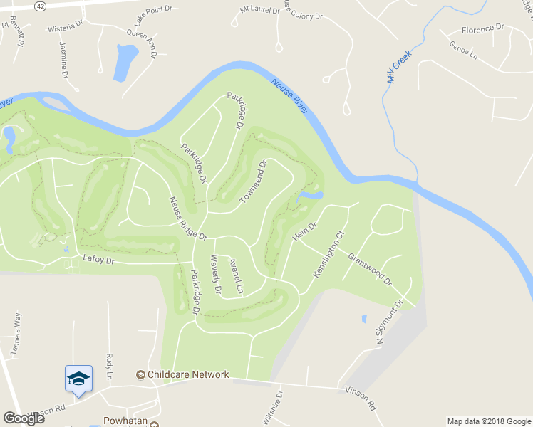 map of restaurants, bars, coffee shops, grocery stores, and more near 229 Townsend Drive in Clayton