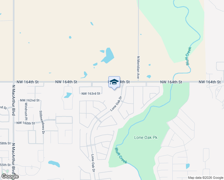 map of restaurants, bars, coffee shops, grocery stores, and more near 4704 Northwest 164th Street in Edmond