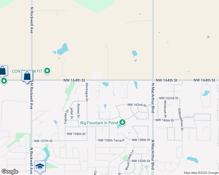 map of restaurants, bars, coffee shops, grocery stores, and more near 6404 Northwest 164th Street in Edmond