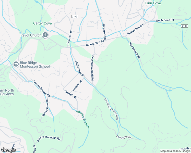 map of restaurants, bars, coffee shops, grocery stores, and more near 48 Beaverdam Knoll Road in Asheville