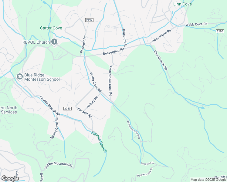 map of restaurants, bars, coffee shops, grocery stores, and more near 48 Beaverdam Knoll Road in Asheville
