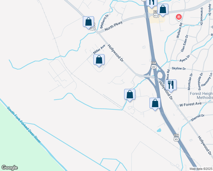map of restaurants, bars, coffee shops, grocery stores, and more near 91 Carolane Drive in Jackson
