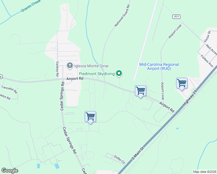 map of restaurants, bars, coffee shops, grocery stores, and more near 675 Airport Road in Salisbury