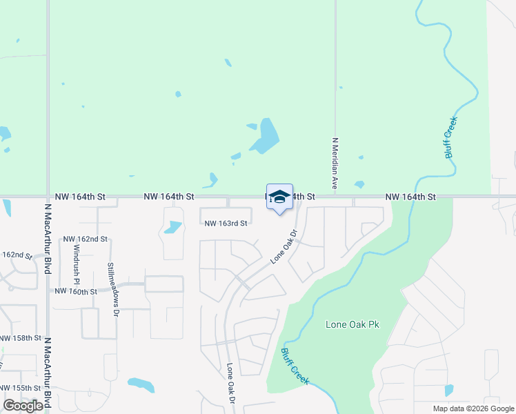 map of restaurants, bars, coffee shops, grocery stores, and more near 4901 Northwest 164th Terrace in Edmond
