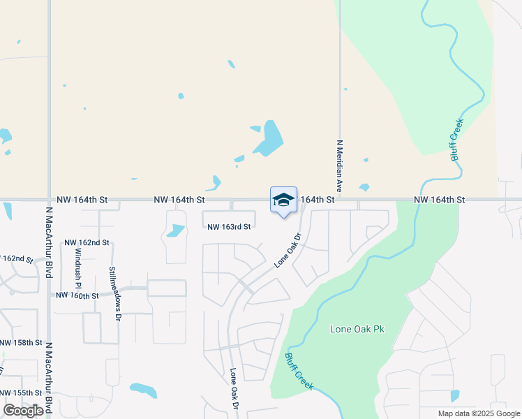 map of restaurants, bars, coffee shops, grocery stores, and more near 4901 Northwest 164th Terrace in Edmond