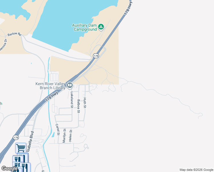 map of restaurants, bars, coffee shops, grocery stores, and more near 3350 Eva Avenue in Lake Isabella