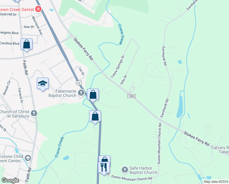 map of restaurants, bars, coffee shops, grocery stores, and more near 510 Lewis Street in Granite Quarry