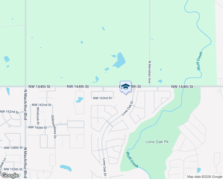 map of restaurants, bars, coffee shops, grocery stores, and more near 4901 Northwest 164th Terrace in Edmond