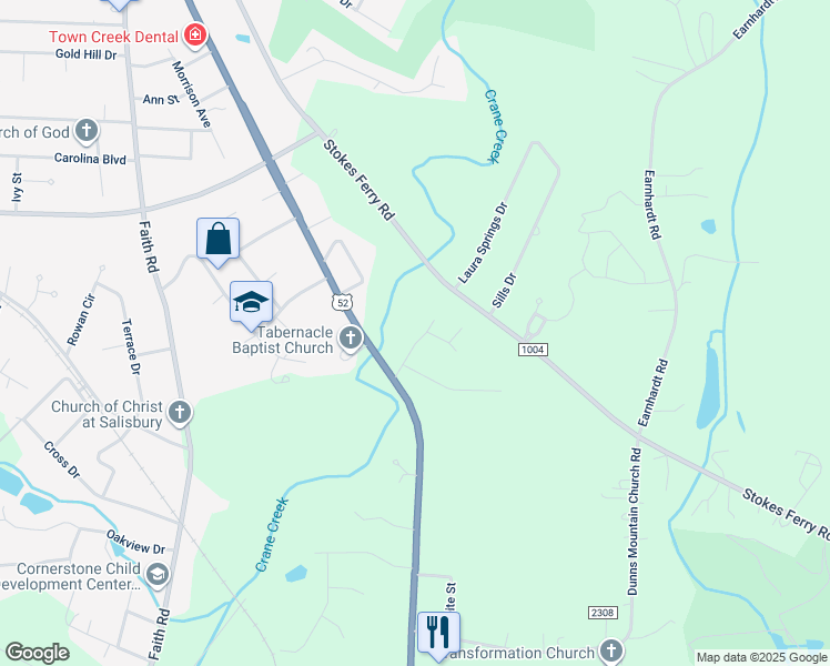 map of restaurants, bars, coffee shops, grocery stores, and more near 421 De Lara Circle in Salisbury