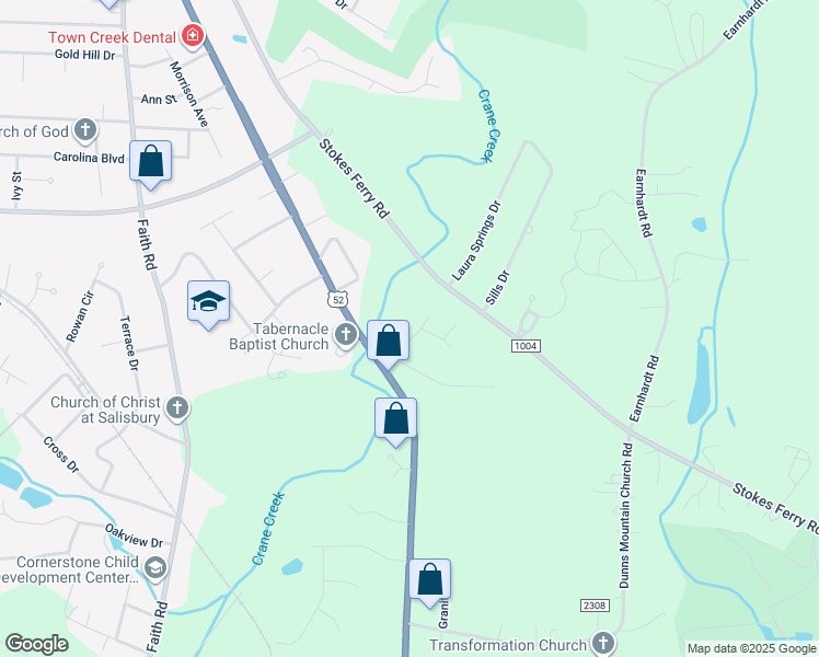 map of restaurants, bars, coffee shops, grocery stores, and more near 421 De Lara Circle in Salisbury