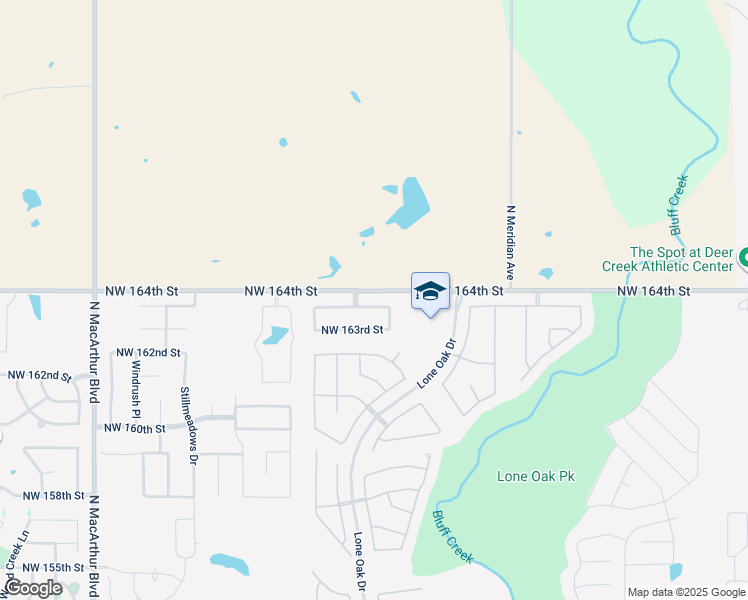 map of restaurants, bars, coffee shops, grocery stores, and more near 4917 Northwest 164th Terrace in Edmond