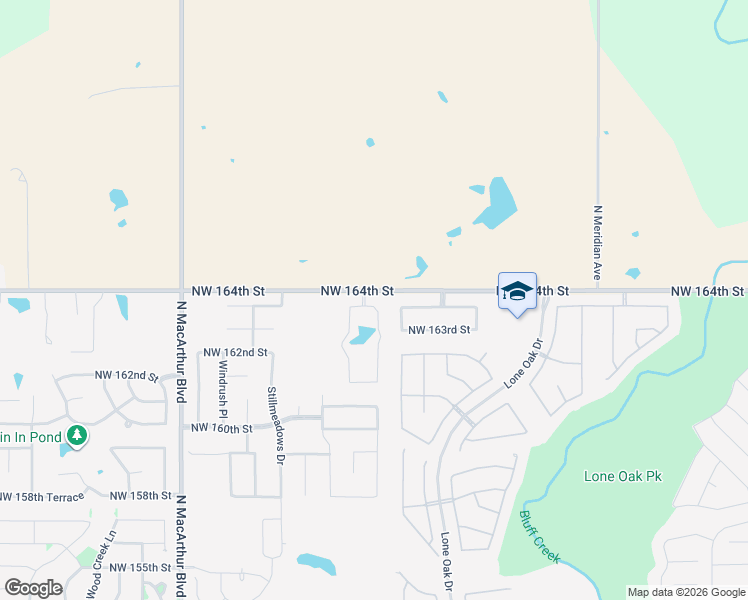map of restaurants, bars, coffee shops, grocery stores, and more near 5209 Northwest 164th Terrace in Edmond