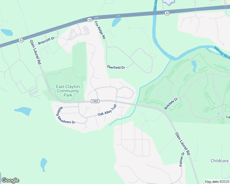 map of restaurants, bars, coffee shops, grocery stores, and more near 269 Trailing Oak Trail in Clayton
