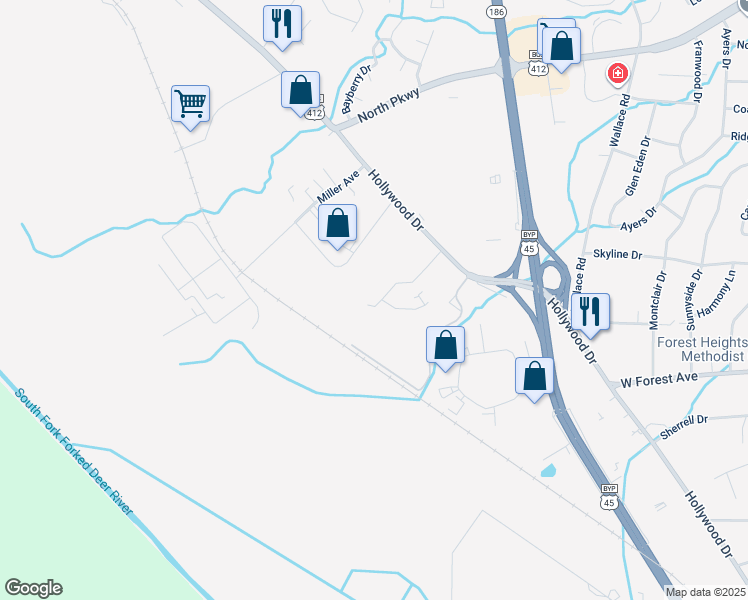 map of restaurants, bars, coffee shops, grocery stores, and more near 91 Carolane Drive in Jackson
