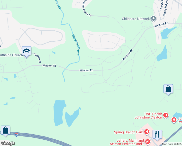map of restaurants, bars, coffee shops, grocery stores, and more near 26 Coneflower Court in Clayton