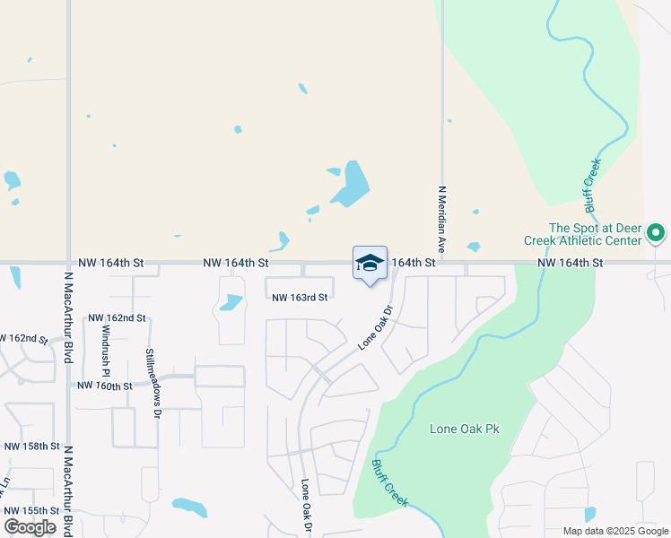map of restaurants, bars, coffee shops, grocery stores, and more near 4901 Northwest 164th Terrace in Edmond