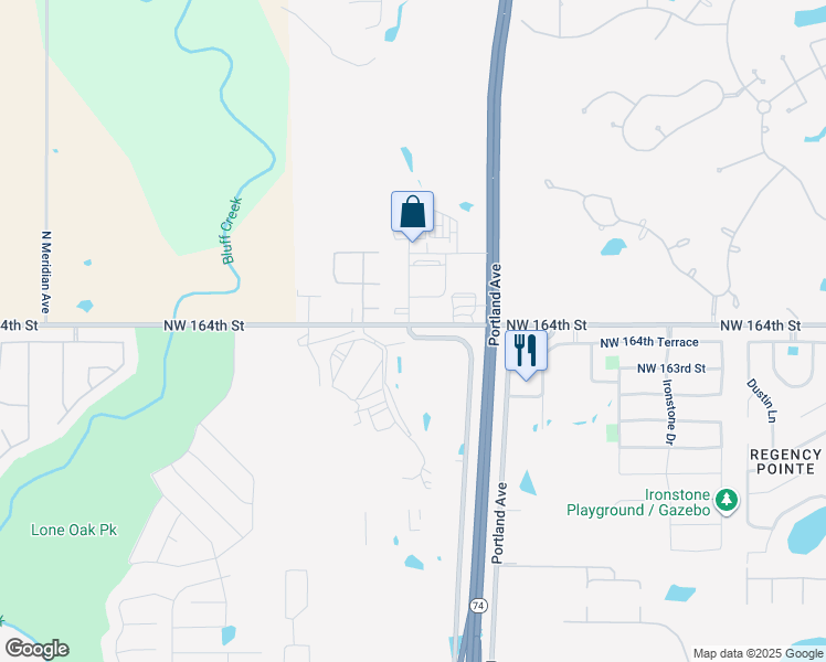 map of restaurants, bars, coffee shops, grocery stores, and more near 16501 Network Avenue in Edmond