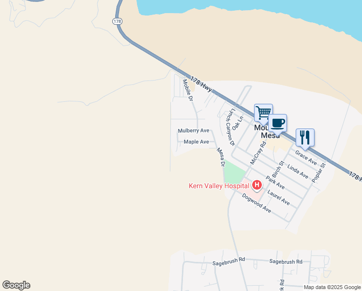 map of restaurants, bars, coffee shops, grocery stores, and more near 6004 Maple Avenue in Lake Isabella