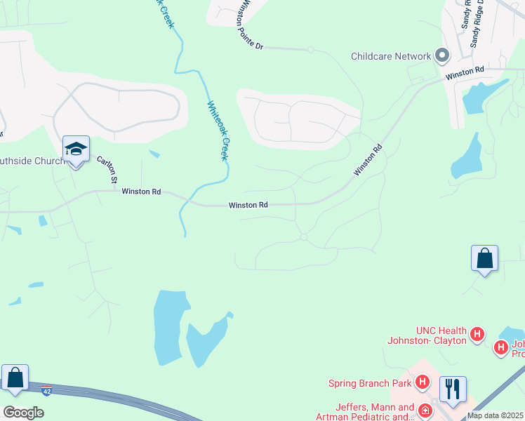 map of restaurants, bars, coffee shops, grocery stores, and more near 26 Coneflower Court in Clayton