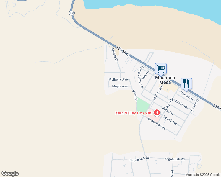 map of restaurants, bars, coffee shops, grocery stores, and more near 6004 Maple Avenue in Lake Isabella