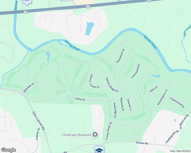 map of restaurants, bars, coffee shops, grocery stores, and more near 8 Knollwood Place in Clayton
