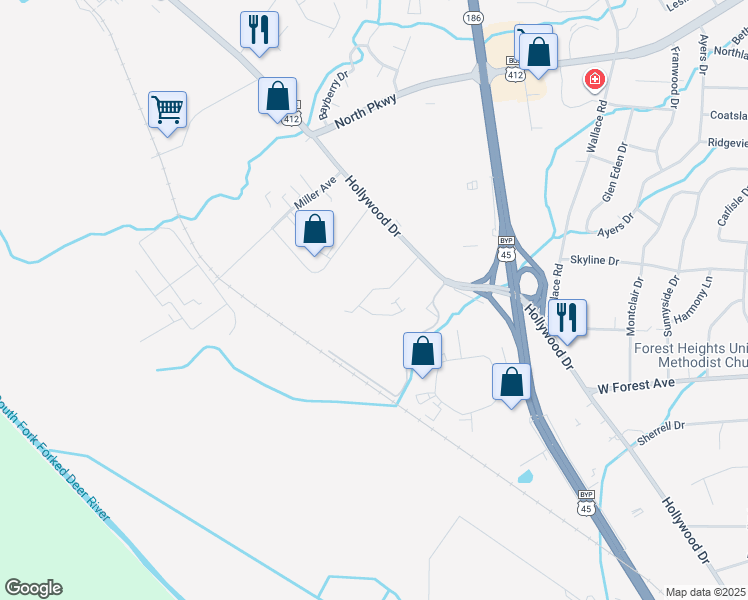 map of restaurants, bars, coffee shops, grocery stores, and more near 46 Carolane Drive in Jackson