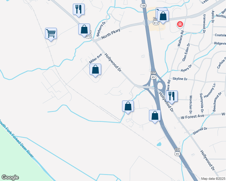map of restaurants, bars, coffee shops, grocery stores, and more near 68 Carolane Drive in Jackson