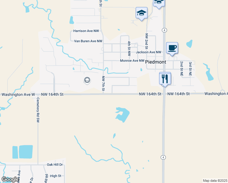 map of restaurants, bars, coffee shops, grocery stores, and more near 591 Washington Avenue Northwest in Piedmont