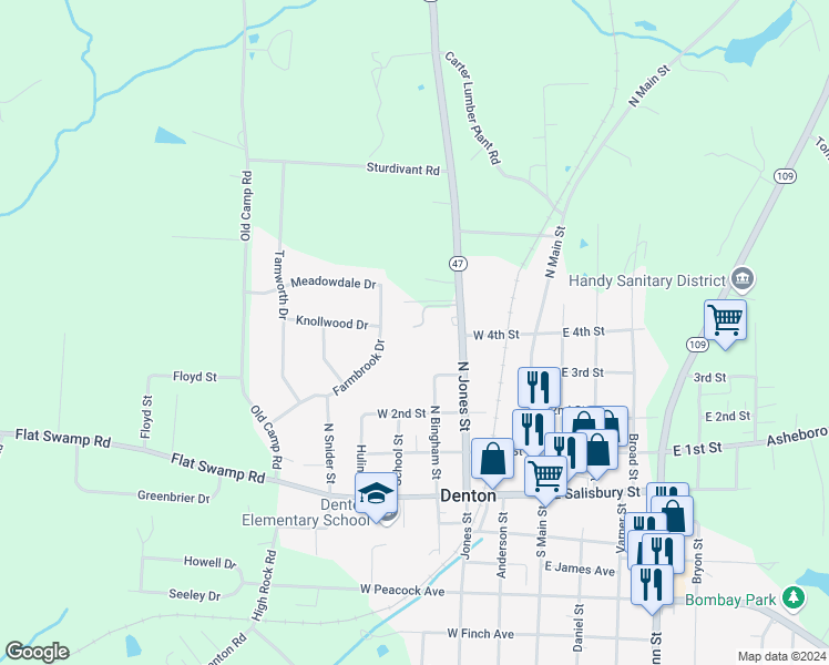 map of restaurants, bars, coffee shops, grocery stores, and more near 225 Mallard Trail Dr in Denton