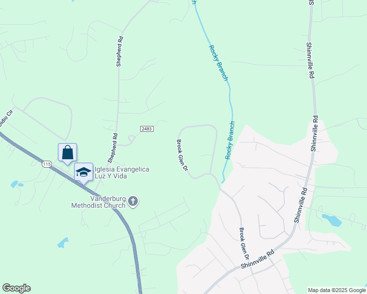 map of restaurants, bars, coffee shops, grocery stores, and more near 296 Brook Glen Drive in Mooresville