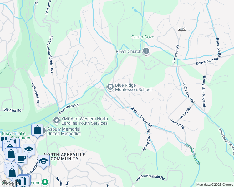 map of restaurants, bars, coffee shops, grocery stores, and more near 27 Sycamore Street in Asheville