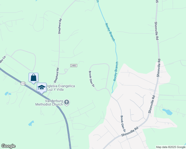 map of restaurants, bars, coffee shops, grocery stores, and more near 296 Brook Glen Drive in Mooresville