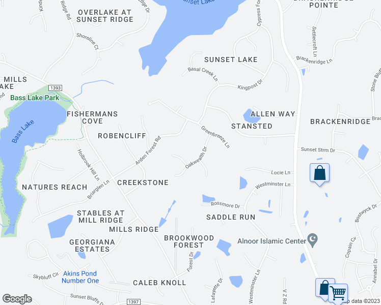 map of restaurants, bars, coffee shops, grocery stores, and more near 4820 Oakwealth Drive in Fuquay Varina