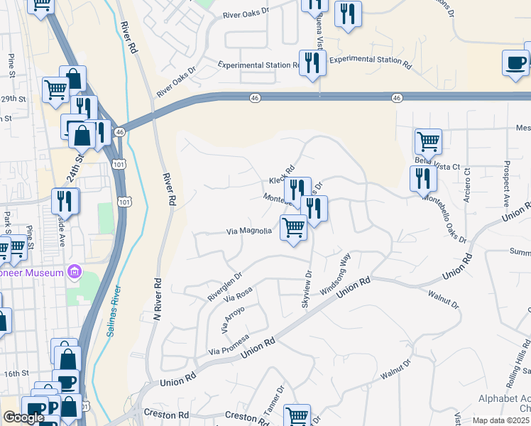map of restaurants, bars, coffee shops, grocery stores, and more near Heidi Court in Paso Robles