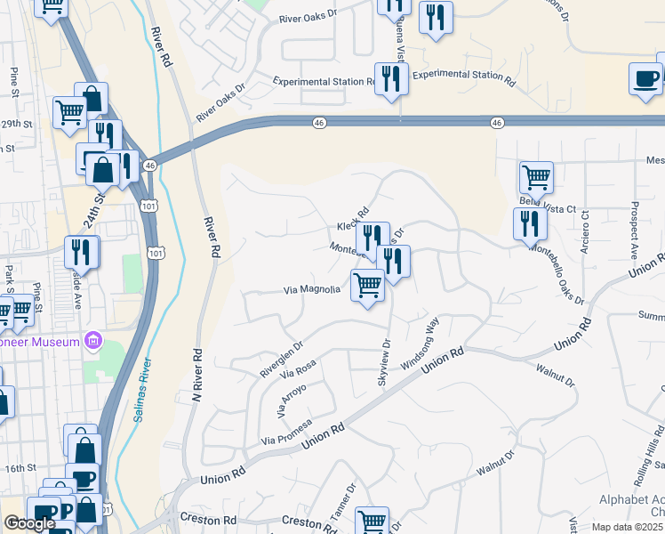 map of restaurants, bars, coffee shops, grocery stores, and more near 1643 Heidi Court in Paso Robles