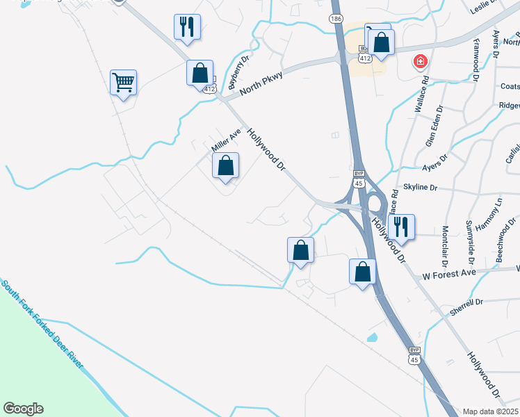 map of restaurants, bars, coffee shops, grocery stores, and more near 46 Carolane Drive in Jackson