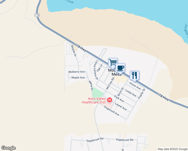 map of restaurants, bars, coffee shops, grocery stores, and more near 6252 Lynch Canyon Drive in Lake Isabella