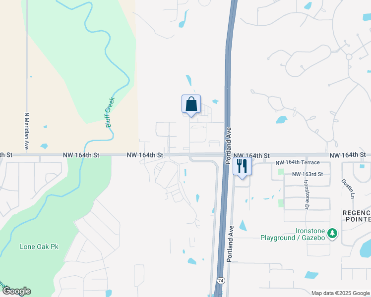 map of restaurants, bars, coffee shops, grocery stores, and more near 16501 Network Avenue in Edmond