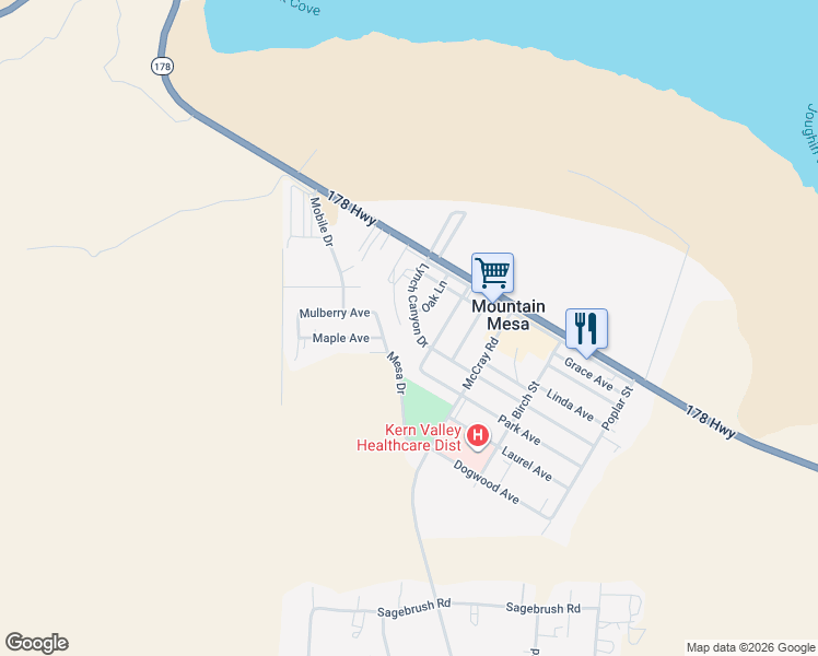 map of restaurants, bars, coffee shops, grocery stores, and more near 6252 Lynch Canyon Drive in Lake Isabella