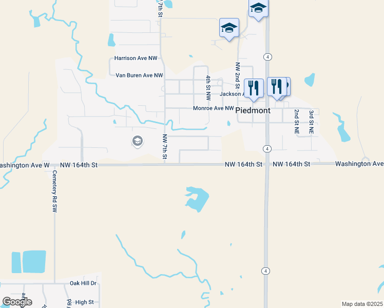 map of restaurants, bars, coffee shops, grocery stores, and more near 591 Washington Avenue Northwest in Piedmont