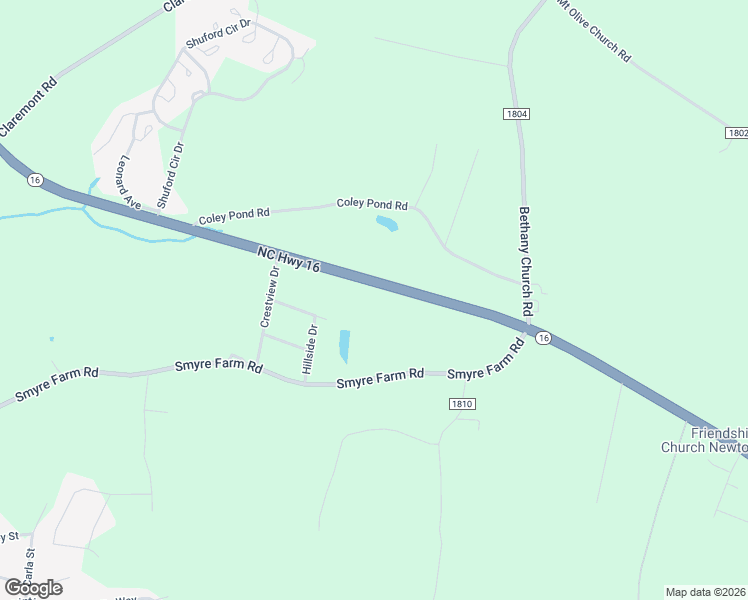 map of restaurants, bars, coffee shops, grocery stores, and more near 2423 South NC 16 Highway in Newton