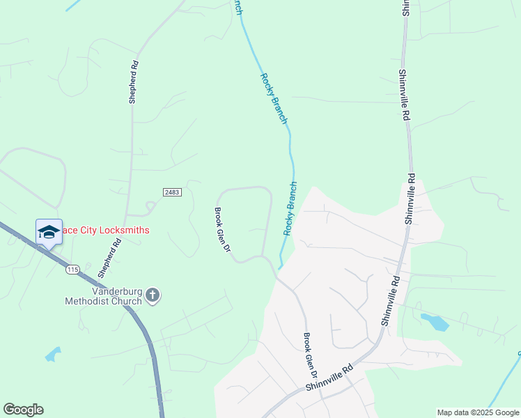map of restaurants, bars, coffee shops, grocery stores, and more near Brook Glen Drive in Mooresville