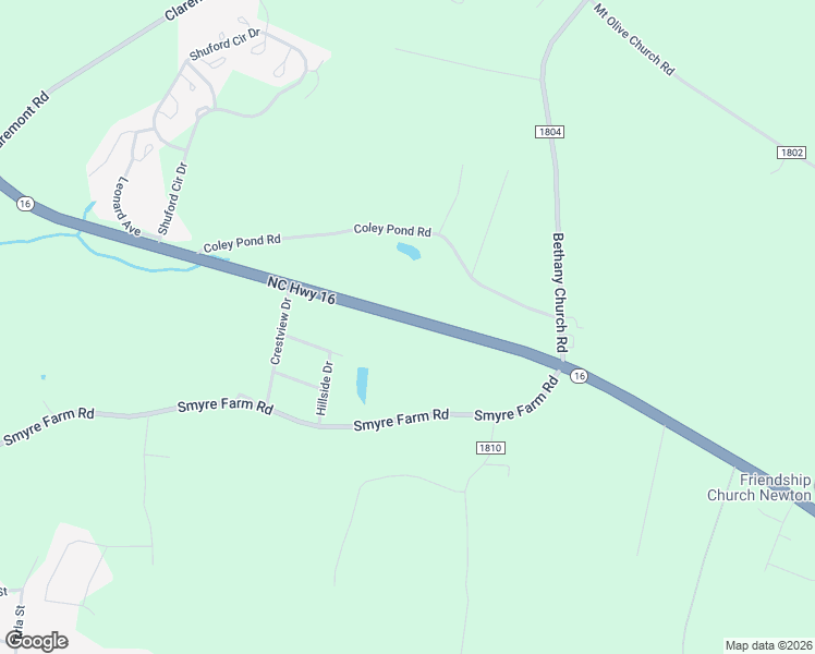 map of restaurants, bars, coffee shops, grocery stores, and more near 2423 North Carolina 16 in Newton