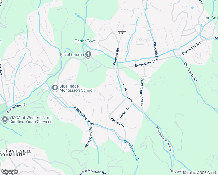 map of restaurants, bars, coffee shops, grocery stores, and more near Cricket Lane in Asheville