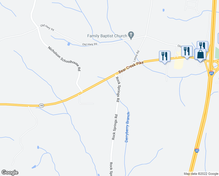map of restaurants, bars, coffee shops, grocery stores, and more near 1424 Rock Springs Road in Columbia
