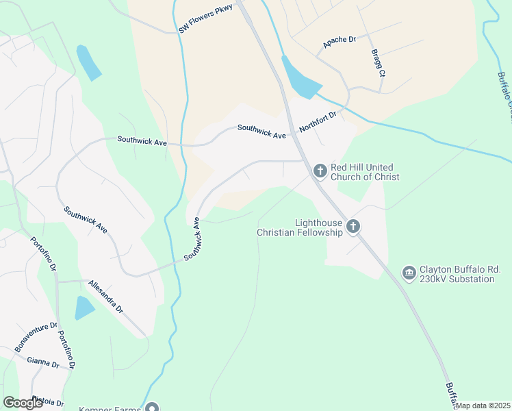 map of restaurants, bars, coffee shops, grocery stores, and more near 123 Redbay Lane in Clayton