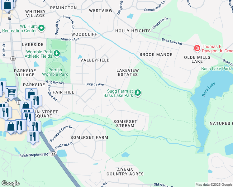 map of restaurants, bars, coffee shops, grocery stores, and more near 816 Teal Lake Drive in Holly Springs