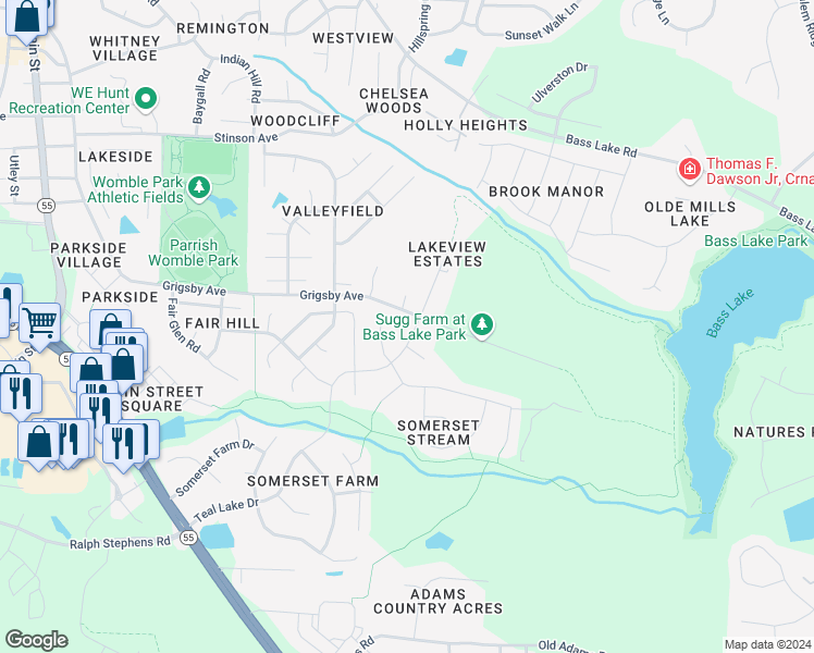 map of restaurants, bars, coffee shops, grocery stores, and more near 816 Teal Lake Drive in Holly Springs
